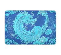 Protège-matelas doux et absorbant motif dragon chinois bleu porte-bonheur pour bébé, 132,1 x 86,4 cm (L x l)