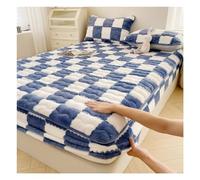 Protège-matelas en polaire Twin Velvet Coussin de matelas ajusté doux avec bandes élastiques Housse de matelas respirante pour chambre à coucher Dortoir Draps lavables (Couleur : bleu foncé, Taille