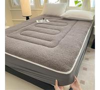 Protège-matelas en velours doux, épais et lavable, avec poches profondes, anti-poussière et confortable, pour literie d'hiver (gris, 180 x 200 cm)