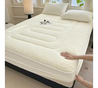 Protège-matelas épais et chaud en velours d'agneau 200 x 220 cm pour grand lit et king size, housse de couette douce, résistante à la poussière et lavable, poche profonde de 28 cm pour un confort