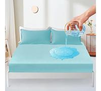 Protège Matelas imperméable 120x190cm, Premium Respirant Housse Matelas, Protège Matelas Bruit Housses, Imperméable Drap Housse - Cyan