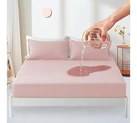 Protège Matelas imperméable 150x200cm, Premium Respirant Housse Matelas, Protège Matelas Bruit Housses, Imperméable Drap Housse - Rose