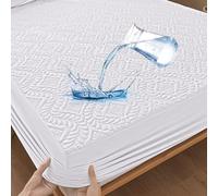 Protège-matelas imperméable, 200 x 200 cm, drap-housse de luxe, motif 3D, super absorbant, housse de matelas respirante, protection contre l'humidité, blanc
