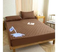 Protège-Matelas Imperméable - Drap Housse Respirant - Matelassé Housse Protection Matelas Bonnet 30cm, Protege Matelas(Brun,160x200cm+30cm)