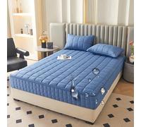 Protège-matelas imperméable pour grand lit/king size - Bleu/A 180 x 220 x 25 cm - Housse de protection à six côtés en tissu brossé doux confortable