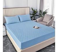 Protège-Matelas imperméable pour literie, surmatelas Pleine Taille avec 2 taies d'oreiller, Housse de Matelas Ultra Douce, Respirante et Lavable en Machine(Light Blue,152 * 203cm)