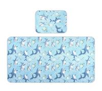 Protège-matelas imperméable rafraîchissant pour bébé - 71,1 x 132,1 cm - Respirant - Pour bébé et tout-petit - Motif animal marin mignon - Bleu