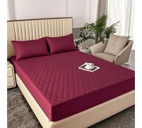 Protège-Matelas imperméable, surmatelas Pleine Taille avec 2 taies d'oreiller, Housse de Matelas complète en Coton Lavable en Machine pour lit(Burgundy,120 * 200cm)