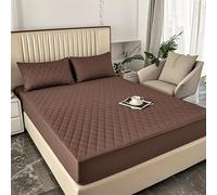 Protège-Matelas imperméable, surmatelas Pleine Taille avec 2 taies d'oreiller, Housse de Matelas complète en Coton Lavable en Machine pour lit(Coffee,90 * 200cm)