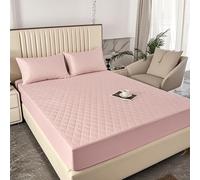 Protège-Matelas imperméable, surmatelas Pleine Taille avec 2 taies d'oreiller, Housse de Matelas complète en Coton Lavable en Machine pour lit(Pink,152 * 203cm)