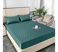 Protège-Matelas imperméable, surmatelas Pleine Taille avec 2 taies d'oreiller, Housse de Matelas Ultra Douce, Respirante et Lavable en Machine(Dark Green,100 * 190cm)