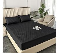 Protège-Matelas imperméable, surmatelas Pleine Taille avec 2 taies d'oreiller, Housse de Matelas Ultra Douce, Respirante et Lavable en Machine(Black,120 * 200cm)