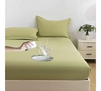 Protège-matelas imperméable ultra doux 100 x 200 cm + 30 cm, respirant et silencieux, lavable, très profond, taille simple, super absorbant, jaune et vert