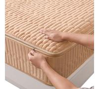 Protege Matelas Integral Alèse Drap Housse 90/120/140/160/180x190,Personnalisable,Housse de Protection pour Matelas avec Fermeture éclair Velours de Coton Lavable Surmatelas Matelassé (140X190+18cm,Ca
