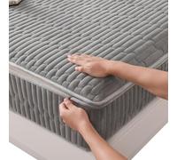 Protege Matelas Integral Alèse Drap Housse 90/120/140/160/180x190,Personnalisable,Housse de Protection pour Matelas avec Fermeture éclair Velours de Coton Lavable Surmatelas Matelassé (130X190+28cm,Gr