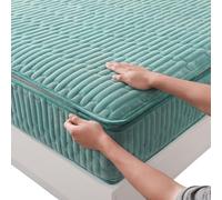 Protege Matelas Integral Alèse Drap Housse 90/120/140/160/180x190,Personnalisable,Housse de Protection pour Matelas avec Fermeture éclair Velours de Coton Lavable Surmatelas Matelassé (90X200+20cm,Gre