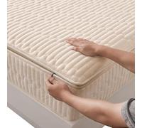 Protege Matelas Integral Alèse Drap Housse 90/120/140/160/180x190,Personnalisable,Housse de Protection pour Matelas avec Fermeture éclair Velours de Coton Lavable Surmatelas Matelassé (150X190+10cm,Be