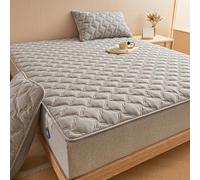 Protège-matelas matelassé à motif rectangulaire, imperméable tout compris, style drap-housse élastique pour matelas jusqu'à 30 cm de profondeur, gris, 180 x 220 cm