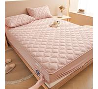 Protège-matelas matelassé à motif rectangulaire, imperméable tout compris, style drap-housse élastique pour matelas jusqu'à 30 cm de profondeur - Rose || 180 x 220 cm