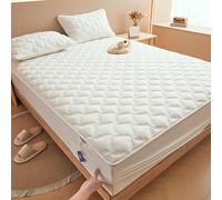 Protège-matelas matelassé à motif rectangulaire, imperméable tout compris, style drap-housse élastique pour matelas jusqu'à 30 cm de profondeur - Blanc ||180 x 220 cm