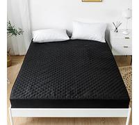 Protège-matelas matelassé imperméable pour lit simple, en microfibre, 35 cm de profondeur (noir, simple)