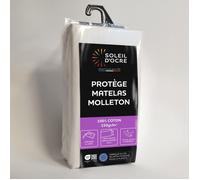 Soleil d'ocre, Flanelle Protège Matelas, Coton, Blanc, 90x200 cm
