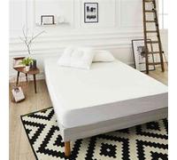 Protège matelas très épais coton anti-acariens imperméable soyeux et respirant qualité hôtellerie de luxe 140x190/200 Neutre, Blanc