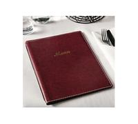 Protège-menu A4 en simili cuir bordeaux