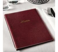 Protège-menu A4 en simili cuir bordeaux Rouge