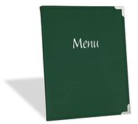 Protège Menu Restaurant A4 Porte Menu de Table en Cuir Synthétique Marron Bleu Noir Gris Vert Rouge - Style 3-2 pages (Vert)
