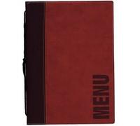 SECURIT - Porte-Menu Trendy Line - 1 Insert Fixe Double Face = 4 Pages A4 - Possibilité d'Ajouter des Inserts - Pour Café, Bar, Restaurant - Similicuir PU - Coloris Bordeaux