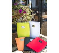 Securit Porte-Menu Rio Line – 4 pages A4 double face, plaque acier sérigraphiée "Menu" – Noir