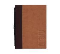 Protège-menus Securit format A5 - cuir synthétique marron clair, 4 pages, lavable
