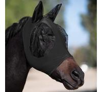 Protège-mouches pour cheval avec bande élastique et construction en maille souple pour protéger du soleil et des insectes - Respirant et léger - Noir
