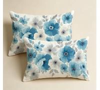 Protege Oreiller 40x80, Coussin de Canapé BleuLot de 2, Velours Moelleux et Doux Taie d Oreiller Fleurs, Conception Double Face pour Salon, Chambre d’Enfant Canapé,lit et Salon Home Décor-85783