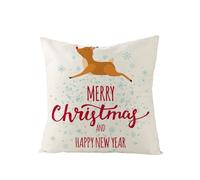 Protège Oreiller Animaux Bruns Noël Taie d'oreiller Tissu de Lin Housse de Coussin Durable Housse Coussin Canapé Lavable Coussins Décoratifs Salon avec Fermeture Éclair 50x50cm/Lot de 1