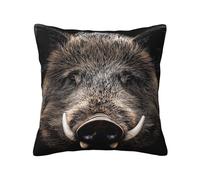 Protege Oreiller Gros Plan sur Le Visage d'un Sanglier, Réalisme Détaillé Doux Taie D Oreiller Confortable Housse De Coussin pour Famille Amies Automne 45X45Cm