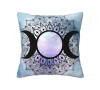 Protege Oreiller Le Symbole du Pentagramme Wiccan De La Déesse De La Triple Lune Résistant Taie d'oreiller Infroissable Taies D'Oreillers pour Lit Jardin Femmes 45X45Cm