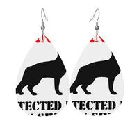 Protégé Par Un Berger Allemand Boucles D'Oreilles Double Face Pendantes En Cuir Tendance Boucle D'Oreille Pour Décorations Fête Des Mères Femme