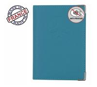 Protège passeport - Anti-piratage - Bleu pétrole - Dimensions 13,3x9,4 cm - Fabrication française - Mixte