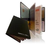 Protège-passeport breveté | RFID NFC et bloqueur de champ magnétique | Housse de protection pour passeport, carte d'identité, carte de crédit, carte de débit | Protecteur de carte et organisateur | Protection des données à 100 % vérifiée par CTC/advanced (membre du groupe RW TÜV) | Noir