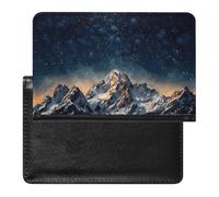 Protège-passeport imprimé nuit étoilée The Mountains, protection de passeport durable, protecteur de passeport de voyage, noir, taille unique, contemporain, Noir , Taille unique, Contemporain