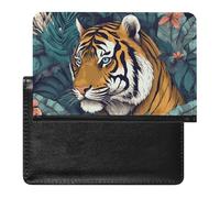 Protège-passeport imprimé tigre tropical, protecteur de passeport durable, protecteur de passeport de voyage, noir, taille unique, contemporain, Noir , Taille unique, Contemporain