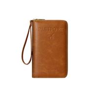 Protege Passeport Pochette pour Hommes Et Femmes Protège Passeport avec Bloqueur RFID Anti-vol Organisateur De Voyage pour Billet d'avion Cartes De Crédit (Brun)