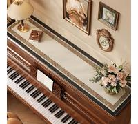 Protège-Piano Chemin de Table en Cuir PU antidérapant imperméable de 30 cm de Large pour Commode, Meuble TV, Rebord de fenêtre, Instruments de Musique(Style-3,30x130cm)