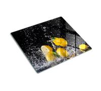 Protège-Plan de Travail 60x52 cm Bords Polis Résistant à la Chaleur Symétrique Pieds Antidérapants Modernité Avec Impression Décoration Contact Alimentaire - Citrons et eau