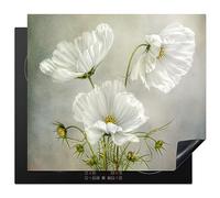 Protège-plaque à induction - Plaque Protection Vitrocéramique Induction - Vinyl - Fleurs - Nature morte - Coquelicot - Blanc - Botanique - 59x52 cm - Couvre Plaque de Cuisson - Accessoires de Cuisine
