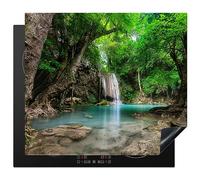 Protège-plaque à induction - Plaque Protection Vitrocéramique Induction - Vinyl - Jungle - Chute d'eau - Plantes - Eau - Nature - 59x52 cm - Couvre Plaque de Cuisson - Accessoires de Cuisine