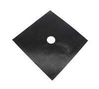 Protège Plaque de Cuisson à Gaz 5 Pièces Ptfe, Noir, Réutilisable | Feuilles Prédécoupées Trou Central, Nettoyage Facile, pour Four et Brûleur, la Cuisine