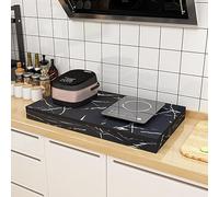 Protege Plaque de Cuisson, Couvre Plaque de Cuisson Gaz Entièrement Fermées, Protection Plaque Cuisson, Plateau de Service en Bois(Natural)